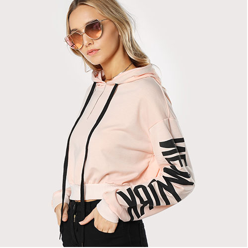 2018 Hot Drop Shoulder Cut And Sew Printed Sweatshirt