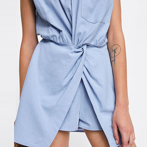 Cotton Light Blue Shirt Jumpsuit