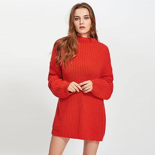 2018 Hot Exaggerate Long Sleeve Eyelet Detail Jumper