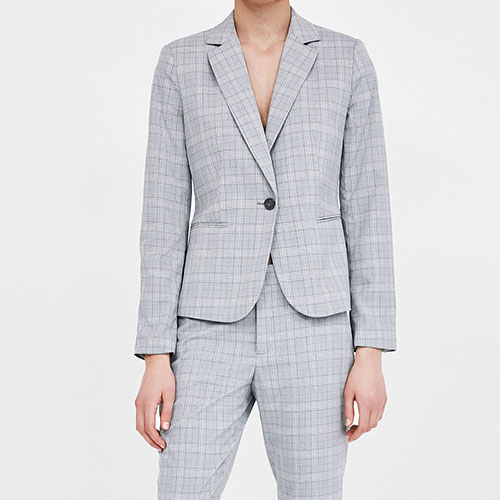 2018 Hot New Plaid Suit Jacket Long Straight Barrel