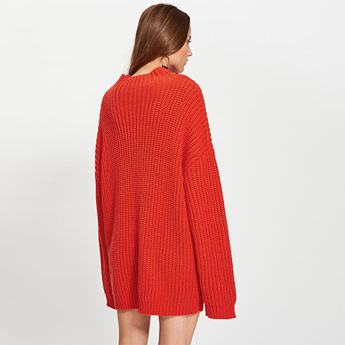 2018 Hot Exaggerate Long Sleeve Eyelet Detail Jumper